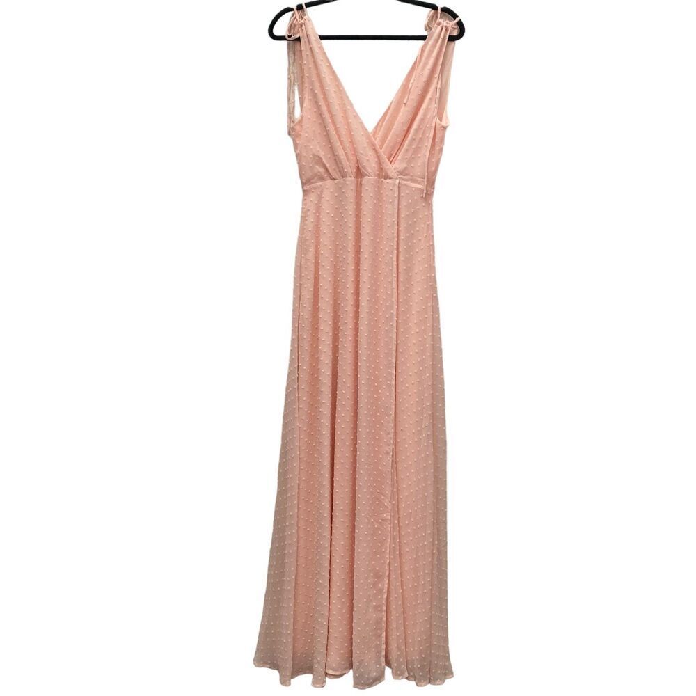 LULUS Romantic Possibilities True Blush Swiss Dot Maxi Dress Size M - Picture 5 of 13